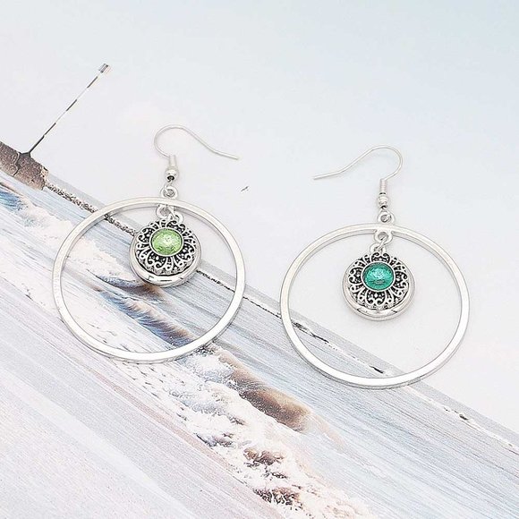 Snap Charm Hoop Dangle Earrings for Mini Snap 12mm - Picture 3 of 4